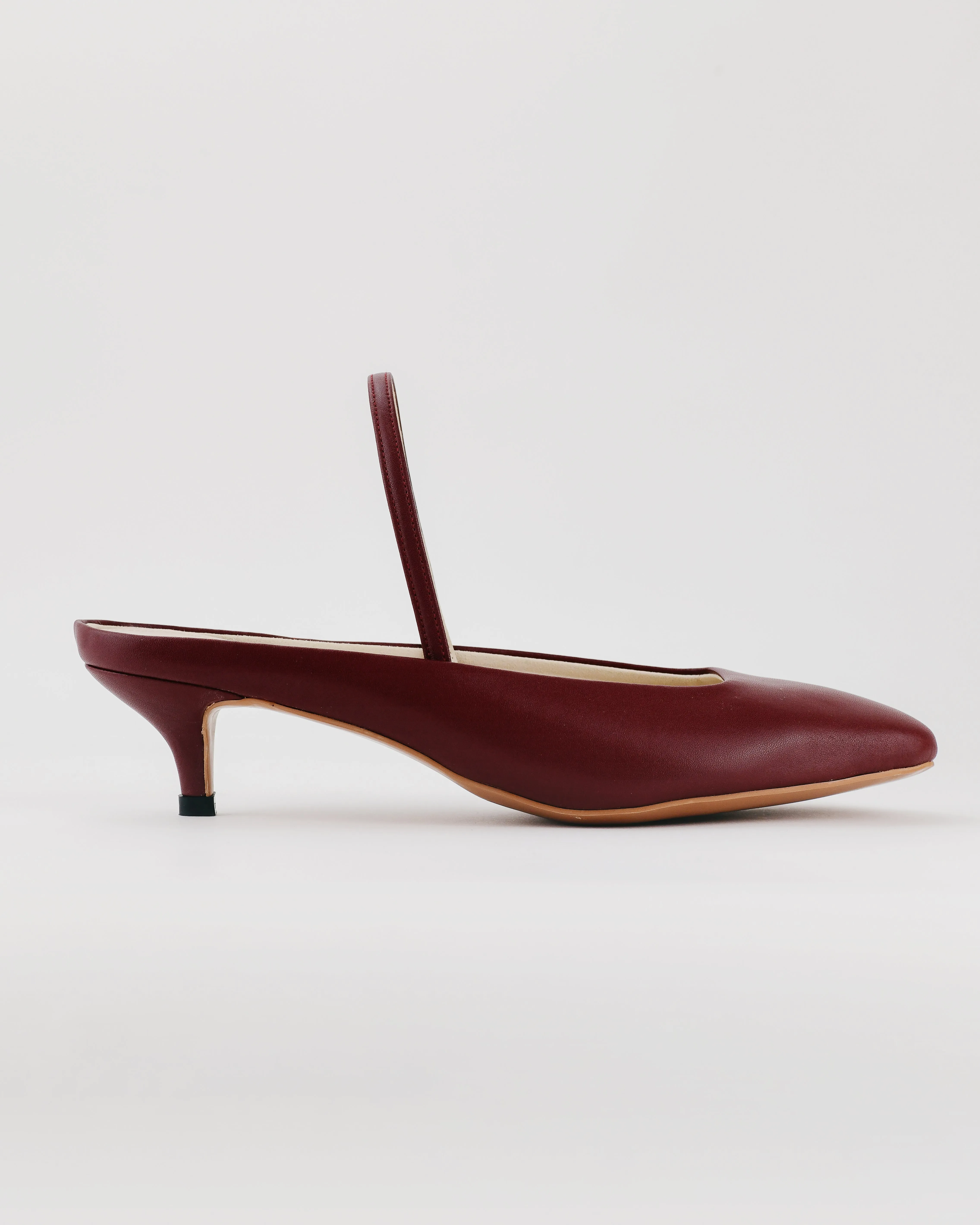 Azura Slingback Kitten Heel Mules (Maroon)