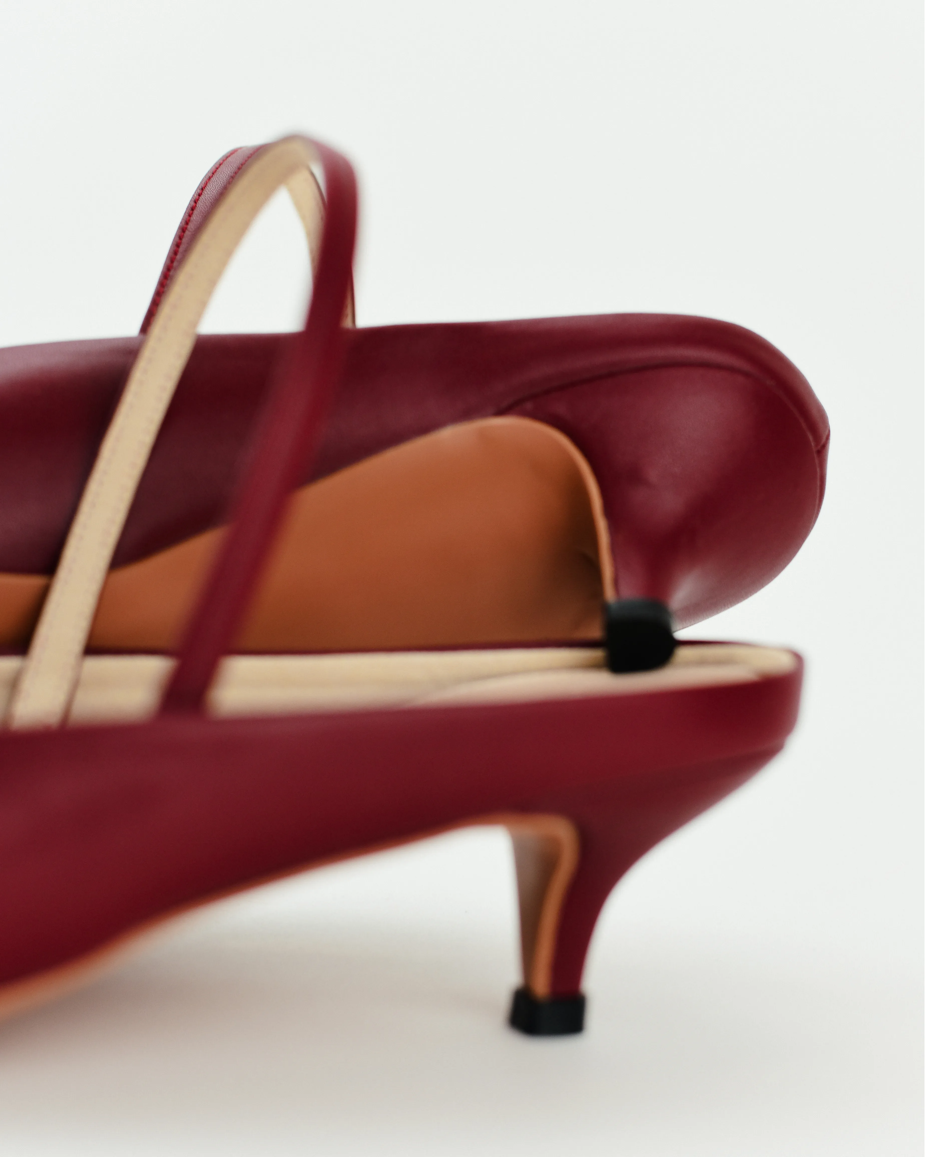 Azura Slingback Kitten Heel Mules (Maroon)
