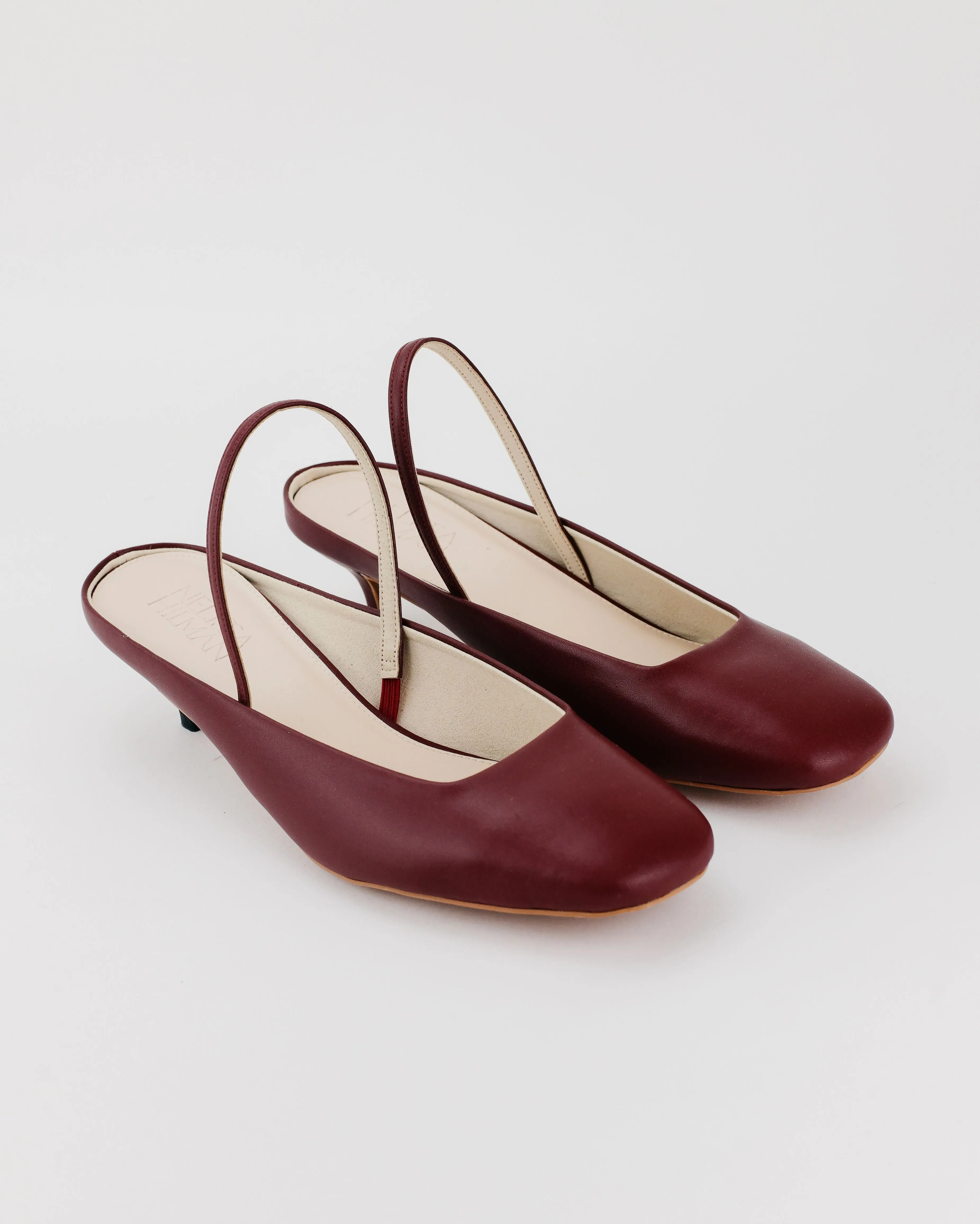 Azura Slingback Kitten Heel Mules (Maroon)