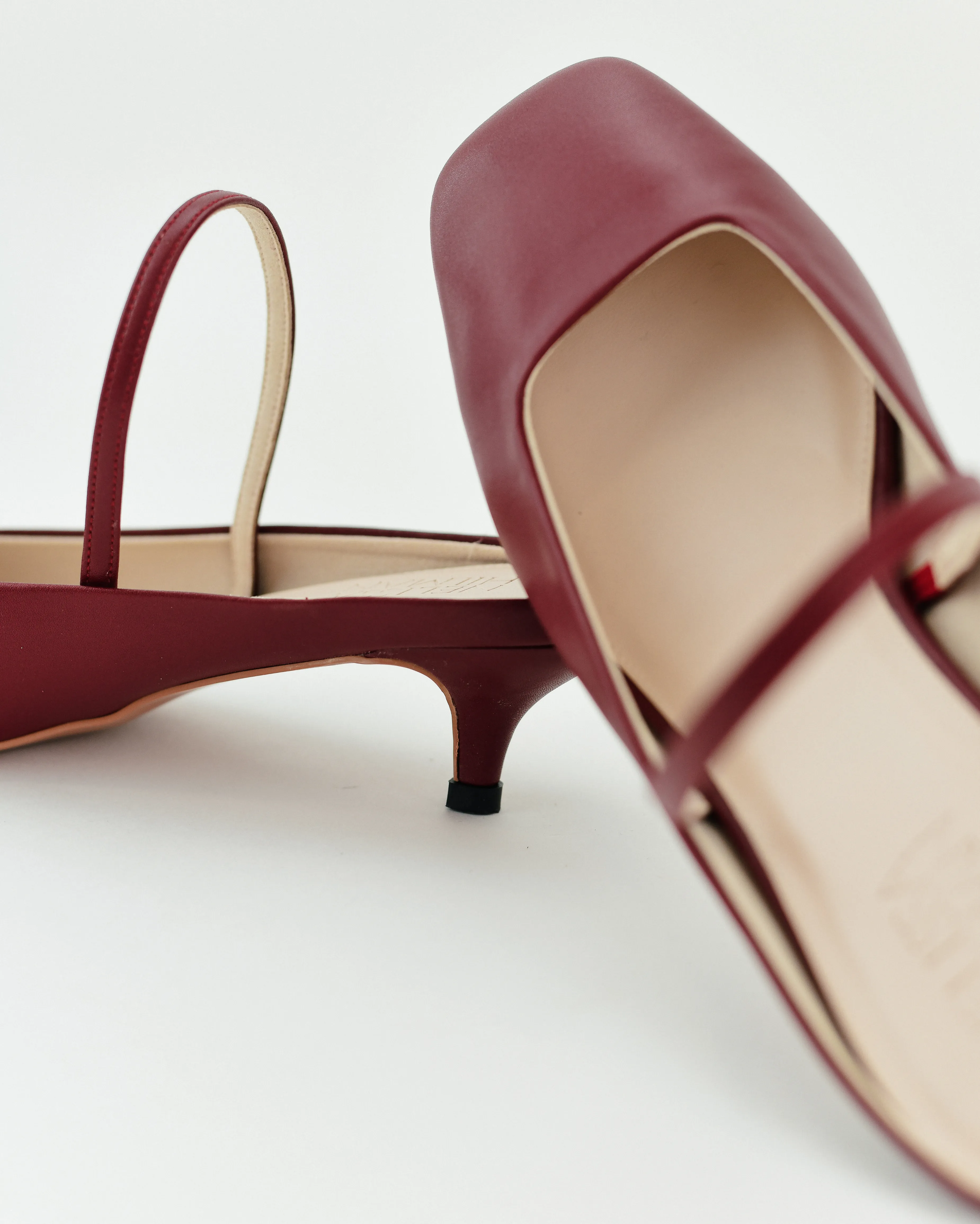 Azura Slingback Kitten Heel Mules (Maroon)
