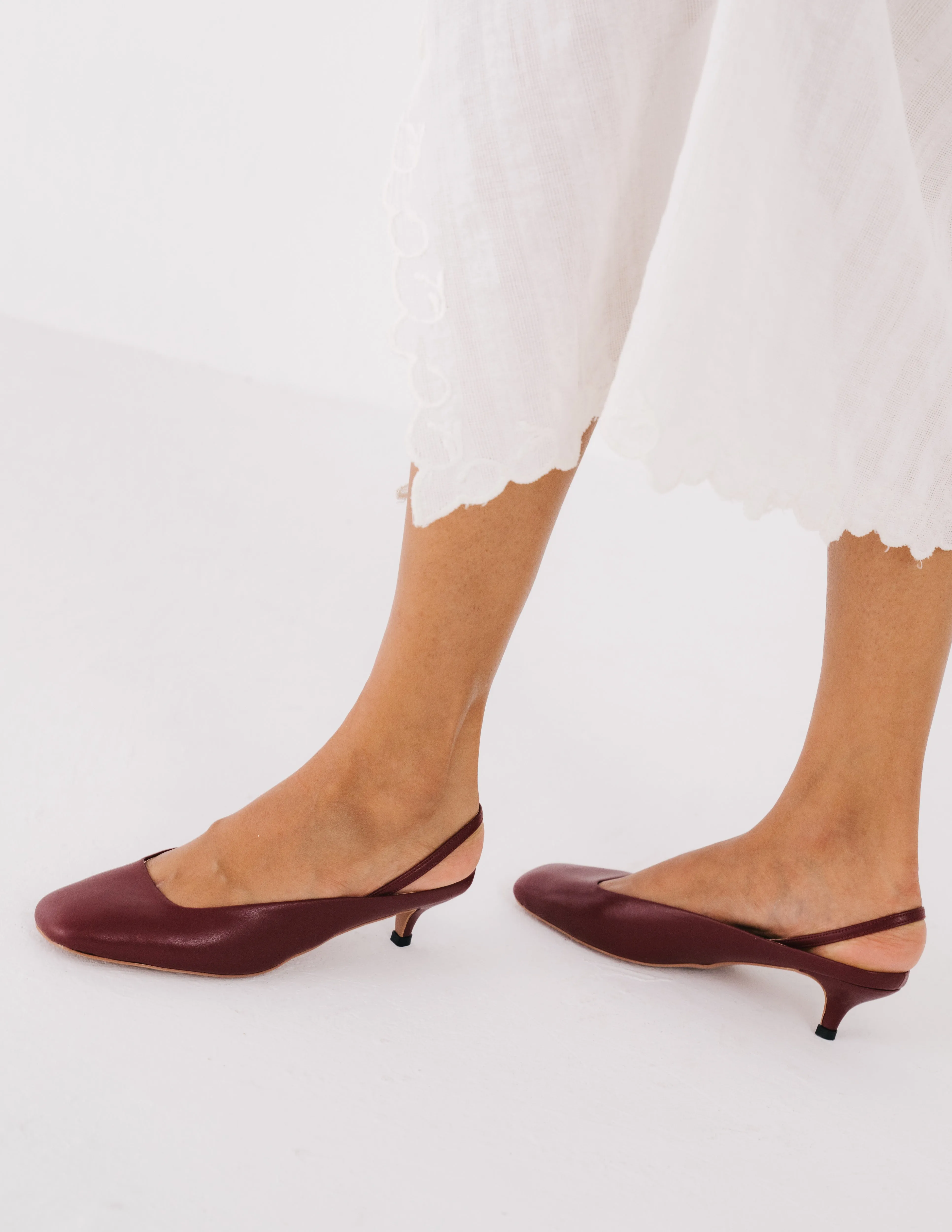 Azura Slingback Kitten Heel Mules (Maroon)