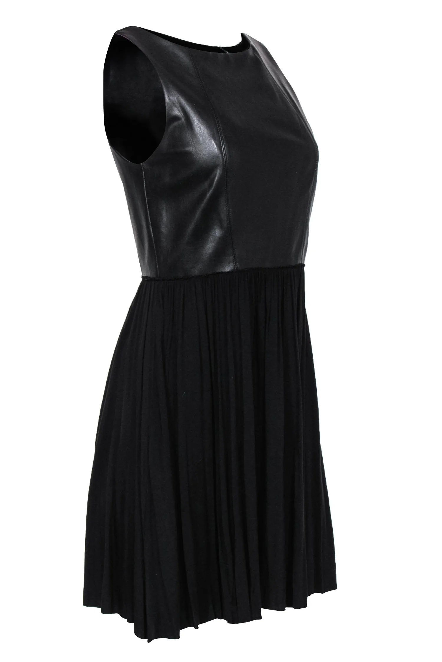 Bailey 44 - Black Leather Bodice A-Line Dress Sz M