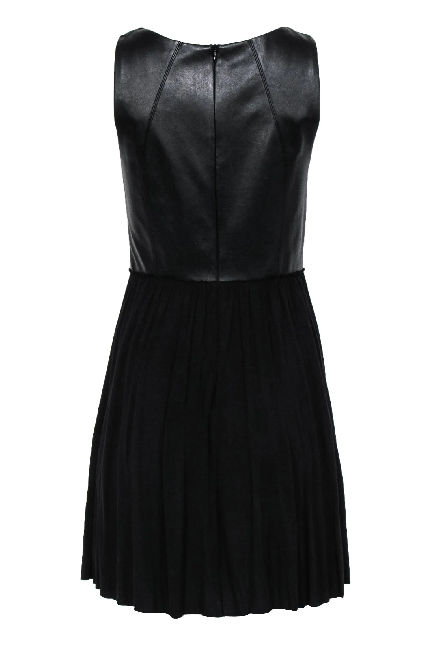 Bailey 44 - Black Leather Bodice A-Line Dress Sz M