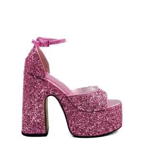 BALI-PINK PLATFORM HEELED SANDAL
