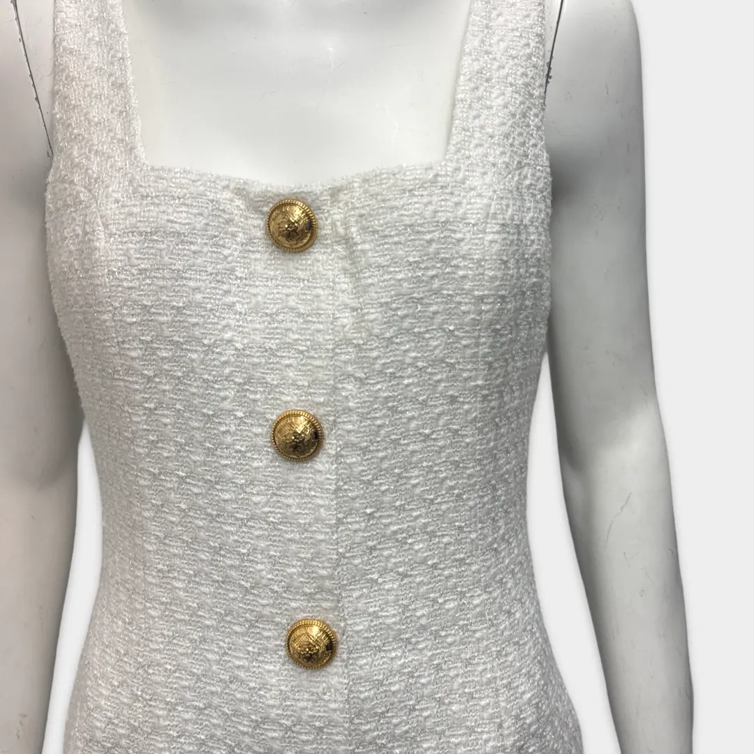 Balmain White with gold buttons mini Dress