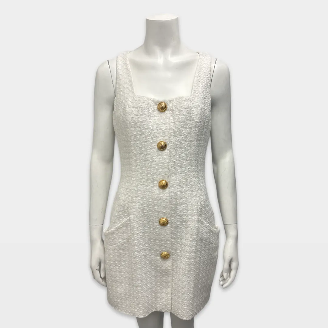 Balmain White with gold buttons mini Dress