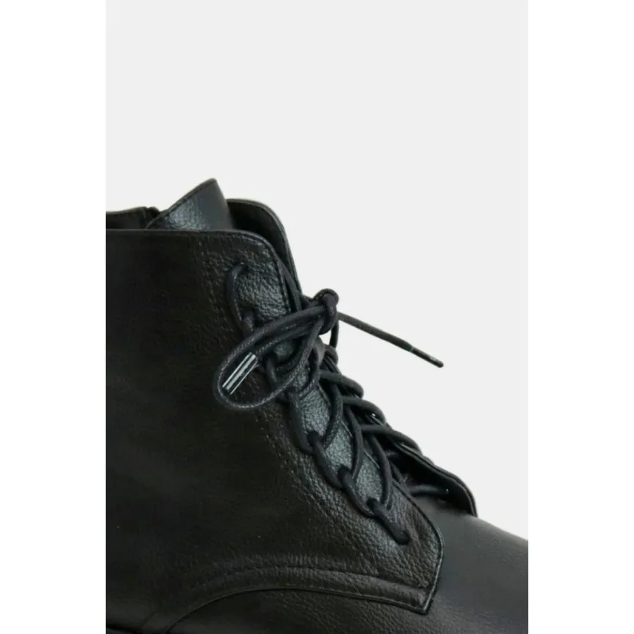 Beast Fashion Faux Leather Lace-Up Boots with Side Zipper