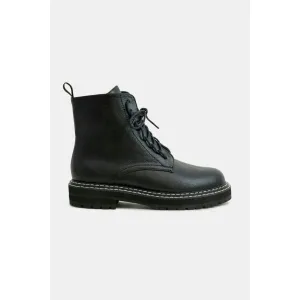 Beast Fashion Faux Leather Lace-Up Boots with Side Zipper
