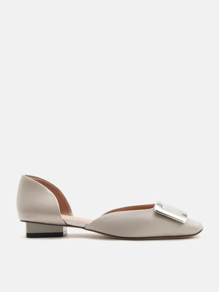 Beatrice Silver Square Buckle Heels