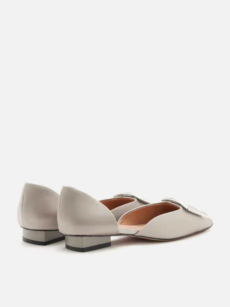 Beatrice Silver Square Buckle Heels