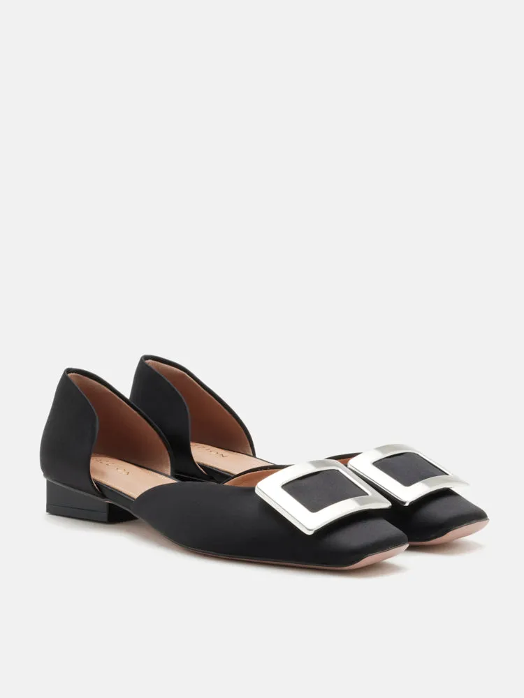 Beatrice Silver Square Buckle Heels
