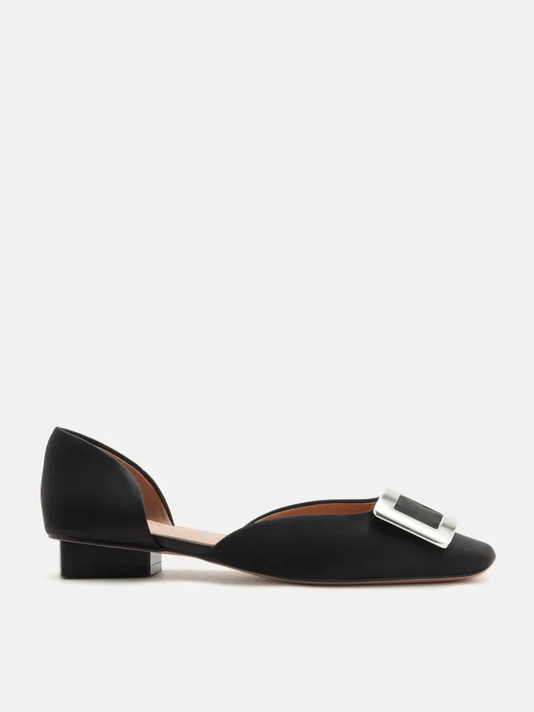 Beatrice Silver Square Buckle Heels