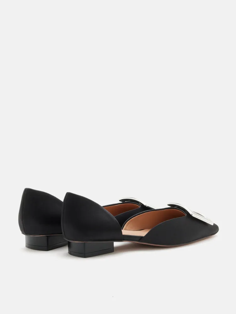 Beatrice Silver Square Buckle Heels