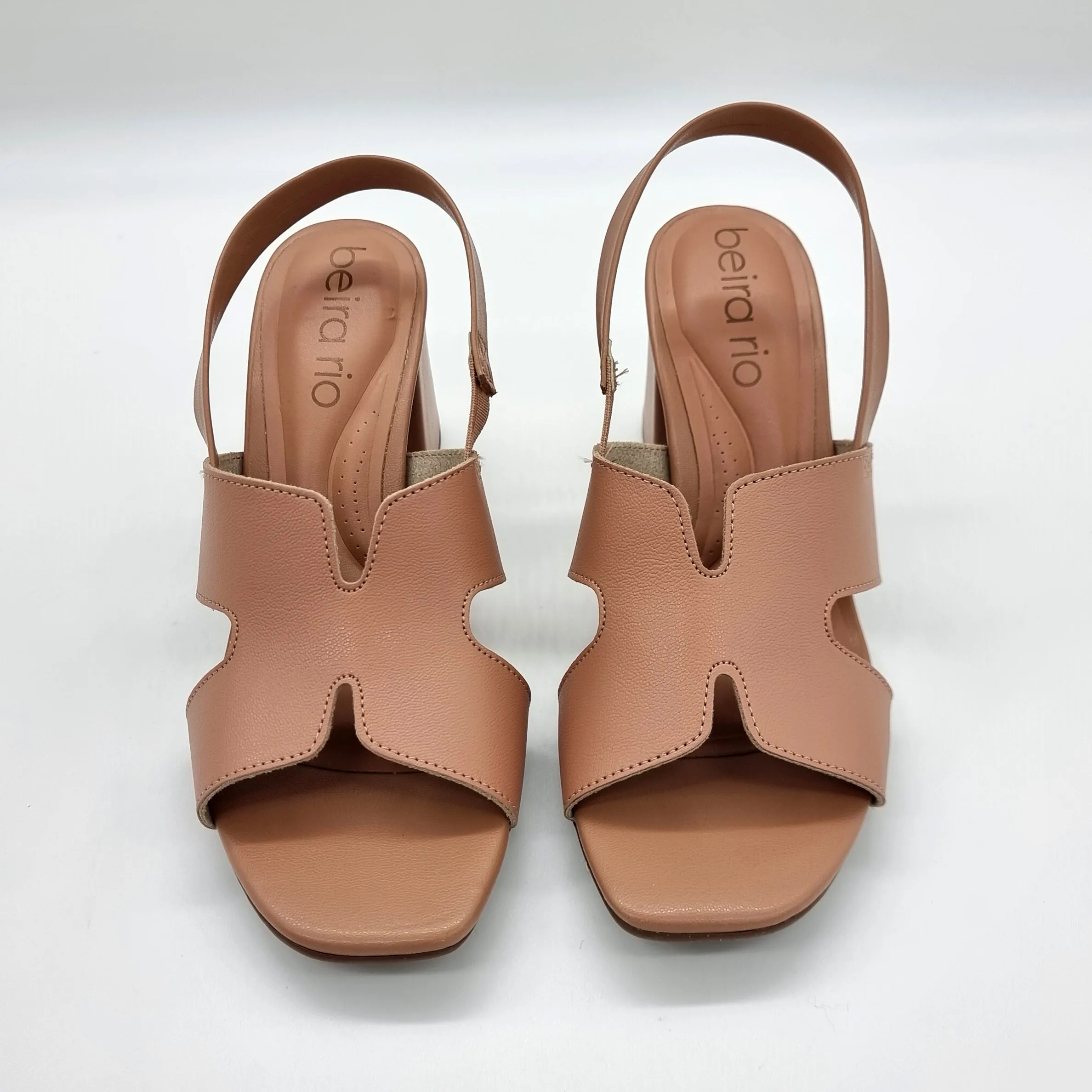 Beira Rio 8436-231 Block Heel Sandal in Nude