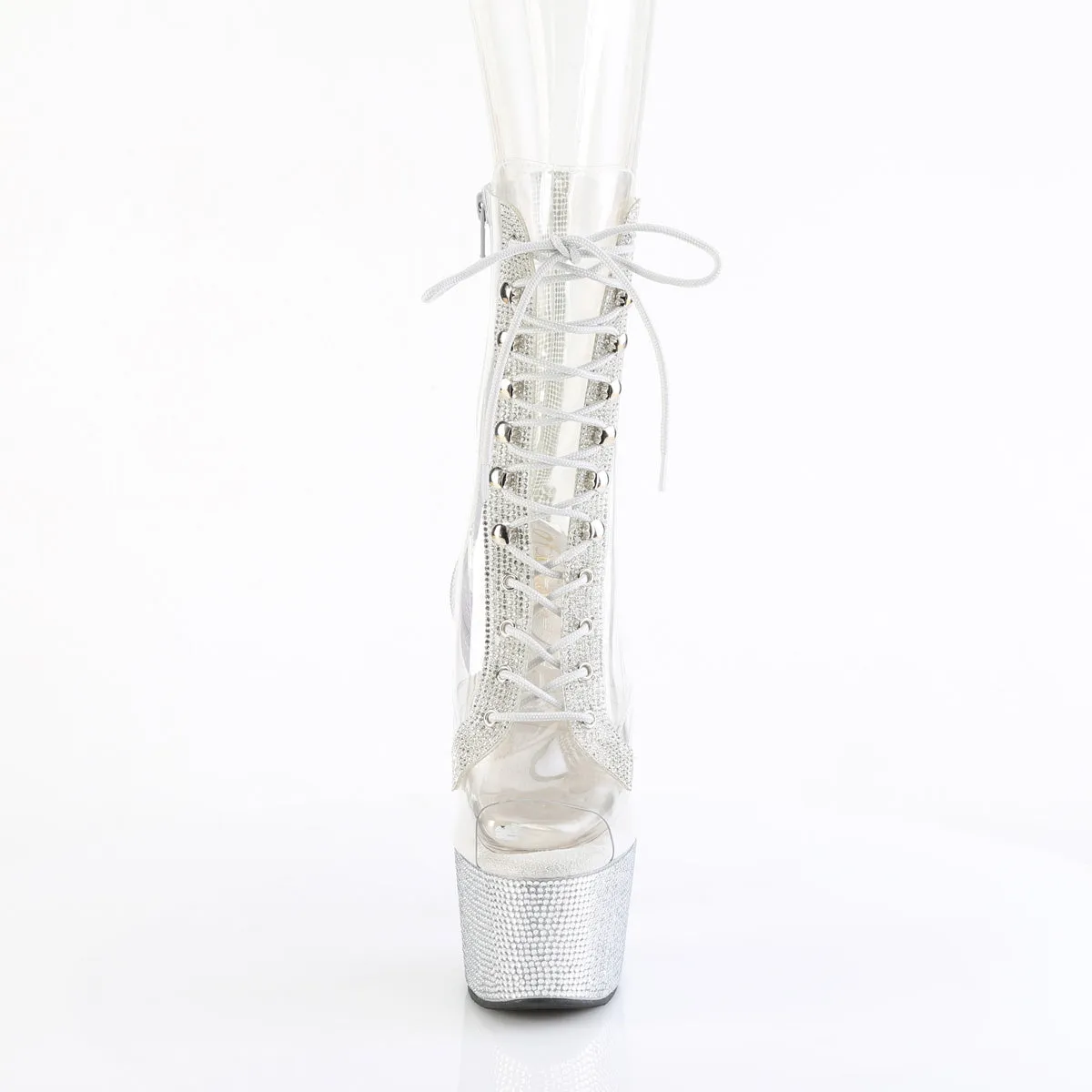 BEJEWELED-1021C-2 Pleaser Sexy TransparentAnkle Boots with Bling