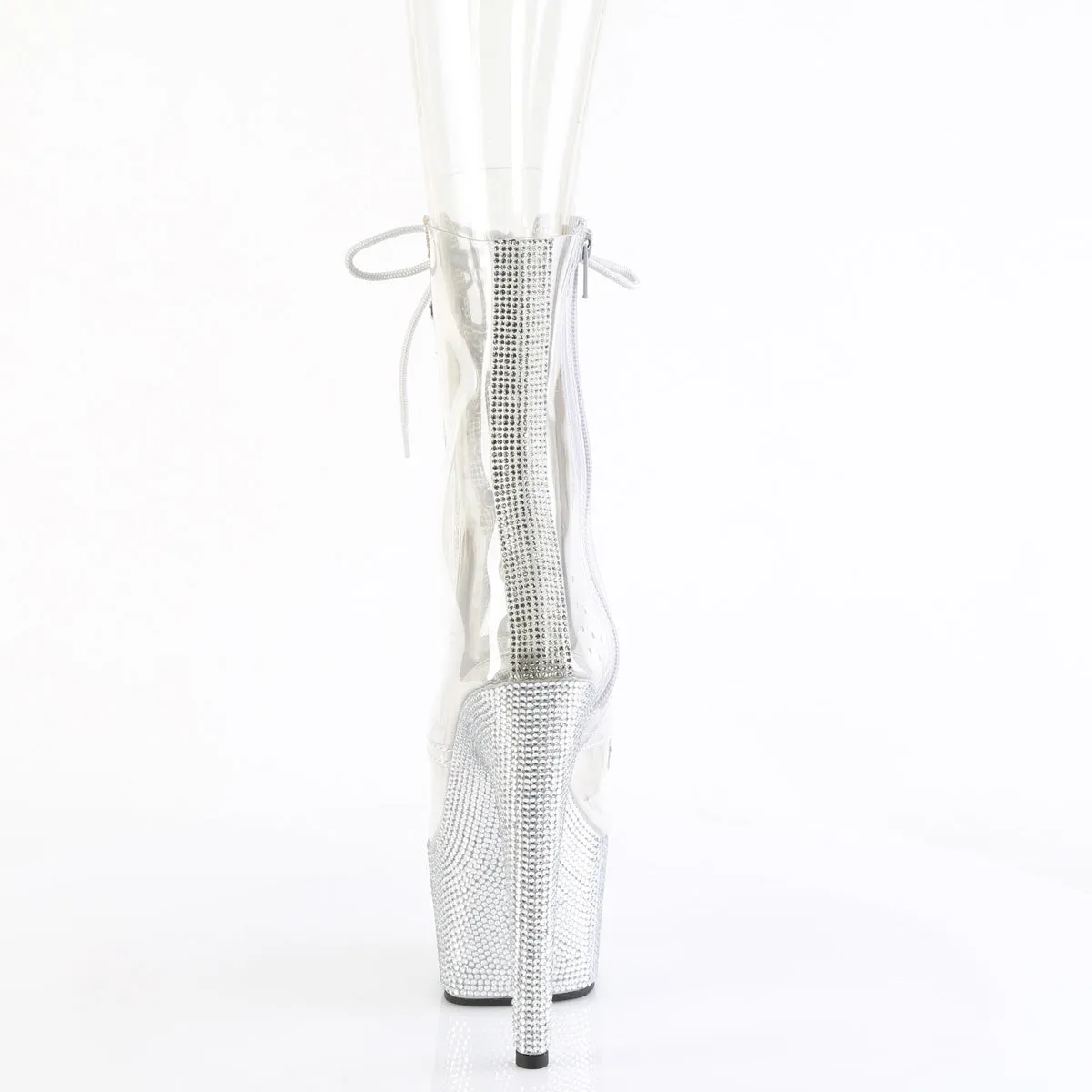 BEJEWELED-1021C-2 Pleaser Sexy TransparentAnkle Boots with Bling
