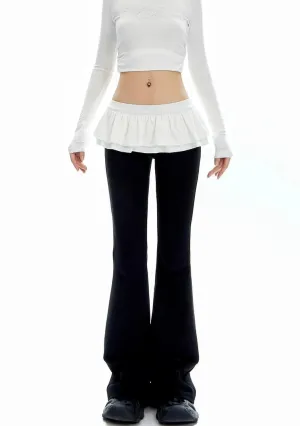 Bell Bottom Ruffle Waistband Skirt-Pants