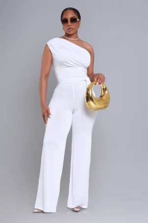 Better Off One Shoulder Jumpsuit - White