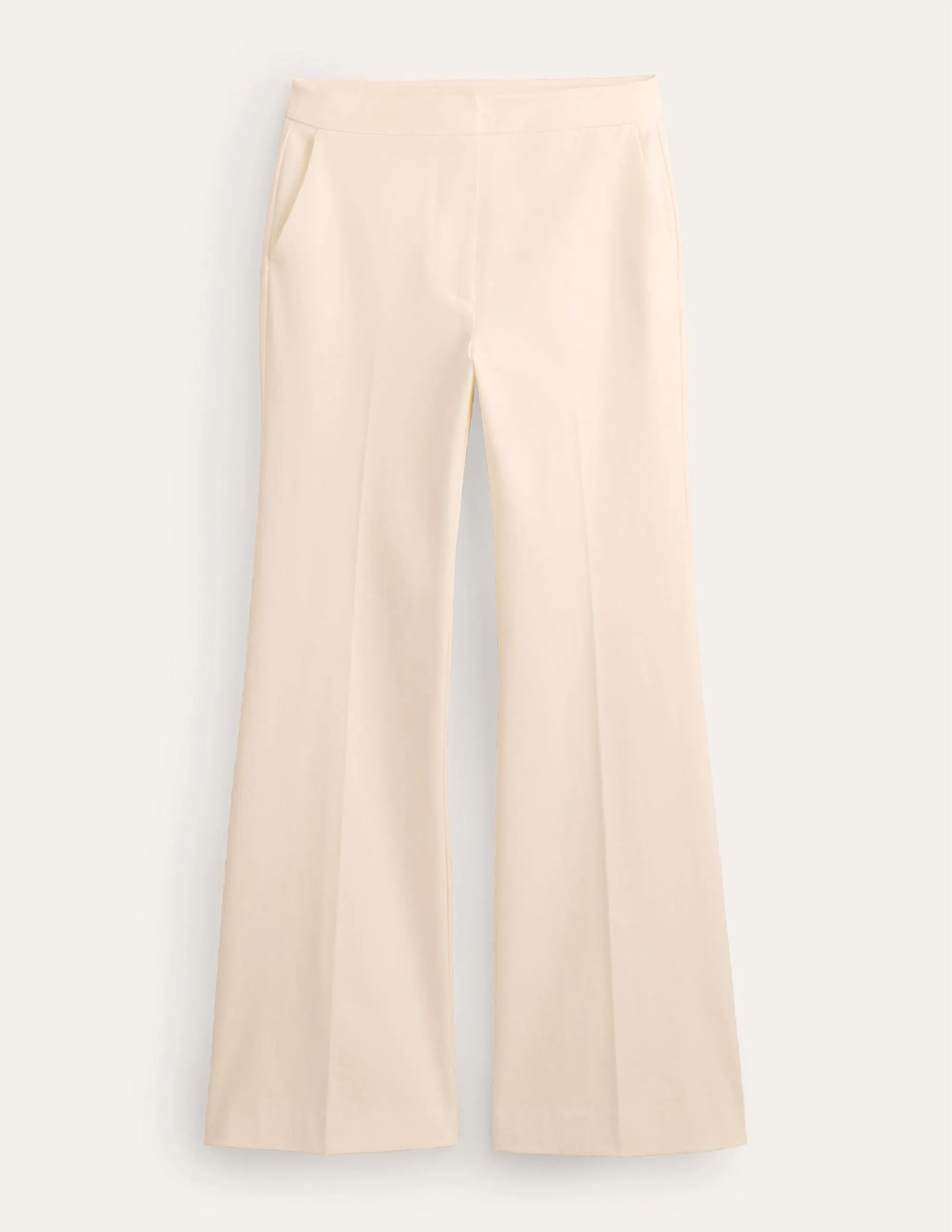 Bi-Stretch Flared Trousers-Ivory