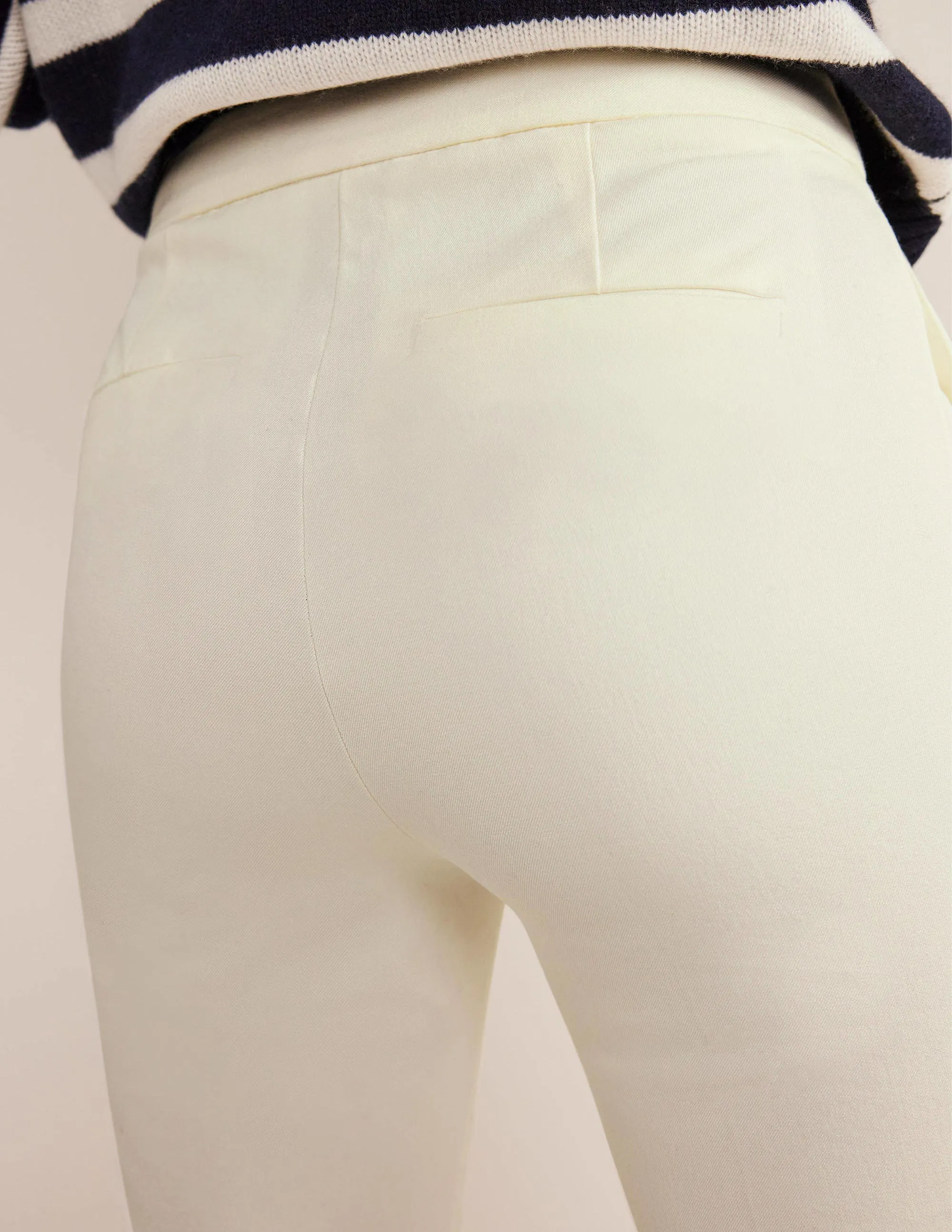 Bi-Stretch Flared Trousers-Ivory