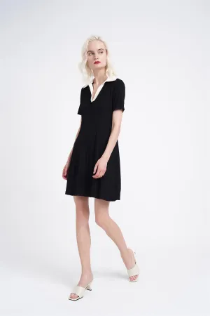 Black Cream Collared Mini-Dress