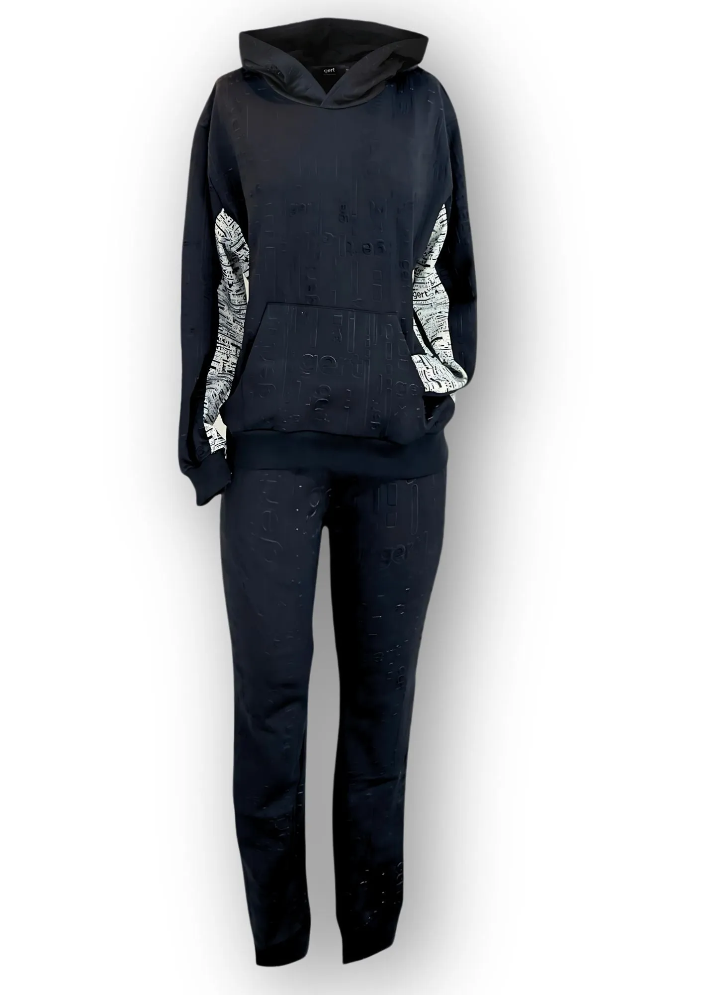 Black Embossed Gert tracksuit with hoodie