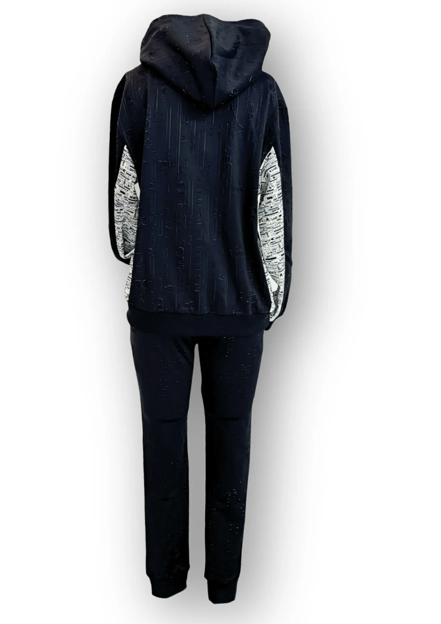 Black Embossed Gert tracksuit with hoodie