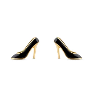 Black High Heels Stud Earrings in Sterling Silver