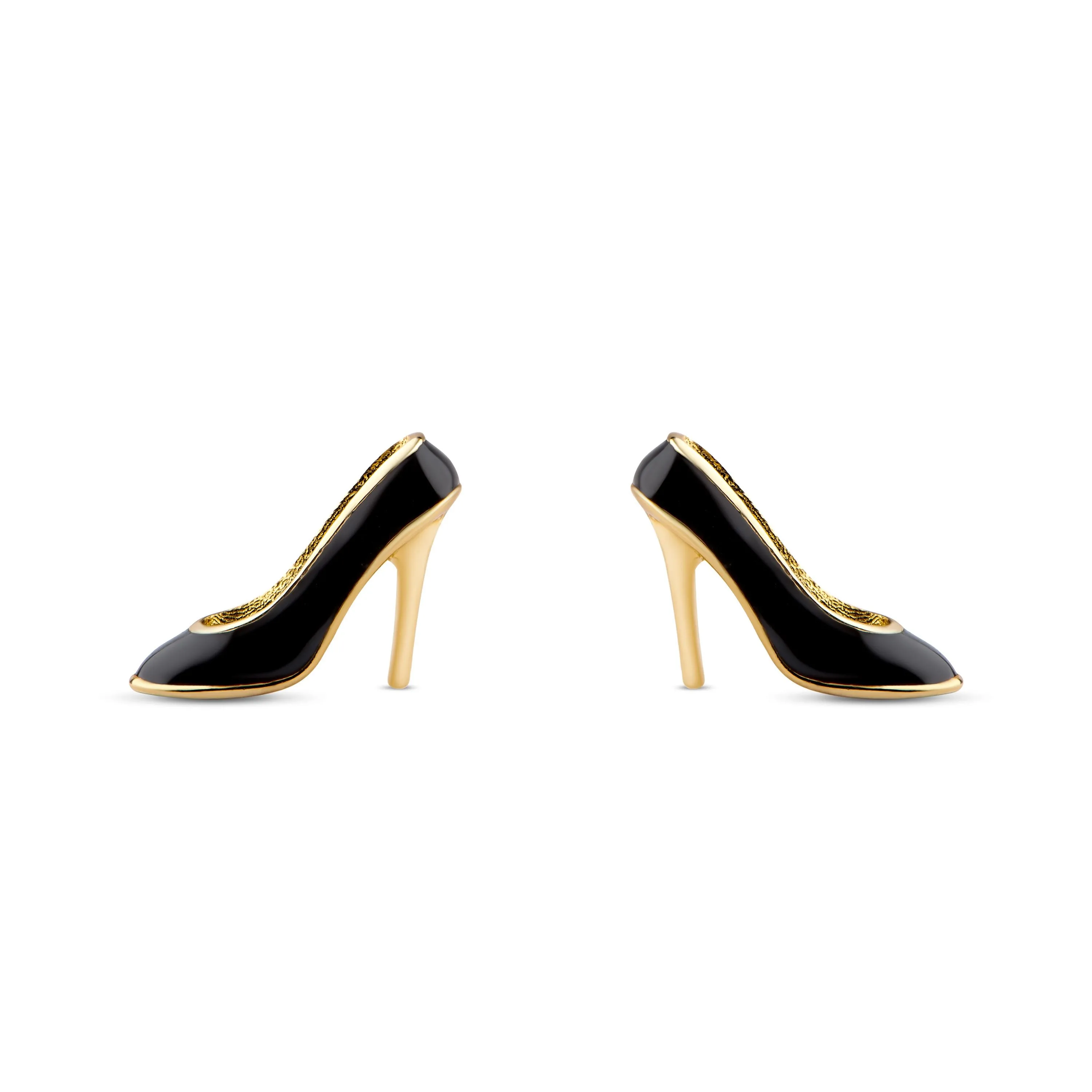 Black High Heels Stud Earrings in Sterling Silver