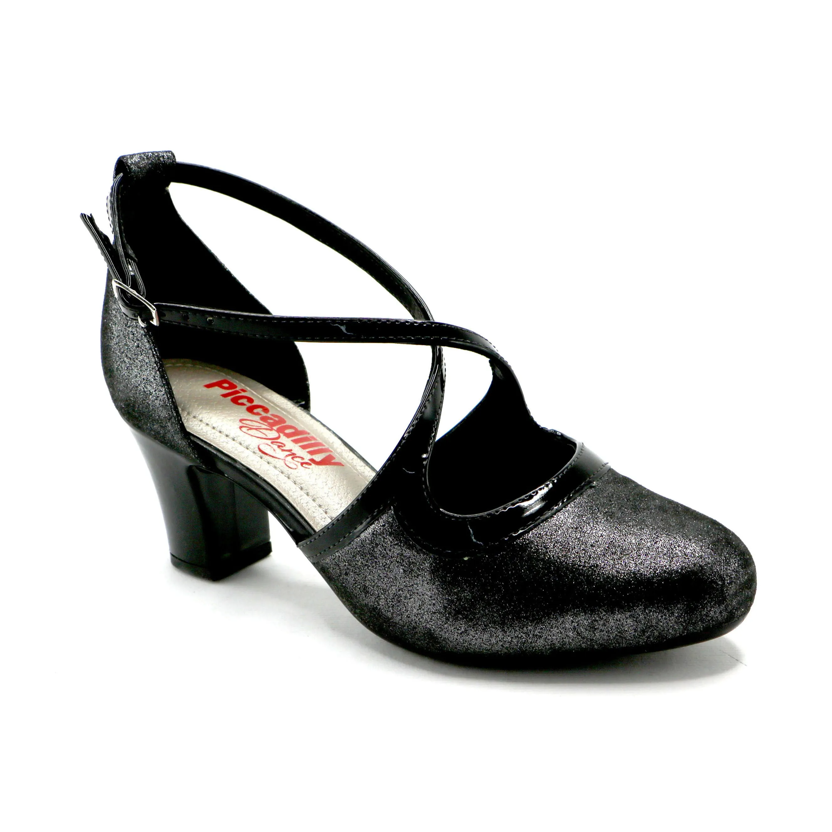 Black Metallic Dance Pumps for Womens (696.004)