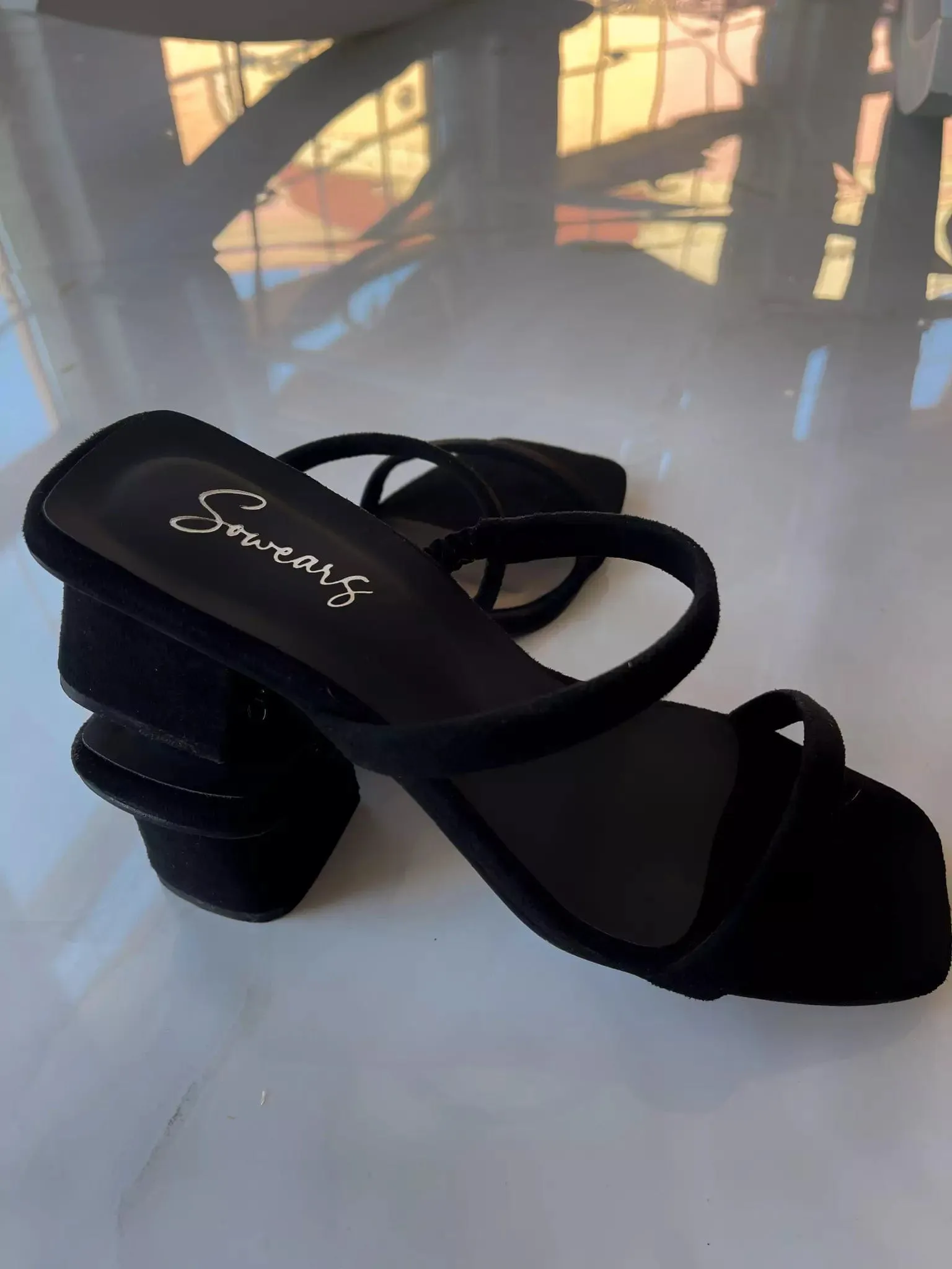 Black Suede Block Heel