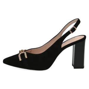 Black Suede Slingback by Caprice