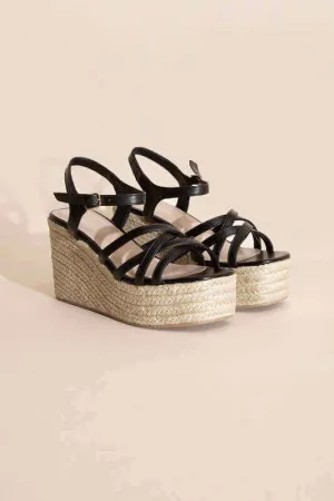 Black WEBSTER-3 Wedge Sandal Platform Heels Sandals