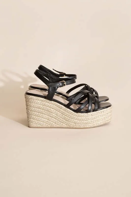 Black WEBSTER-3 Wedge Sandal Platform Heels Sandals