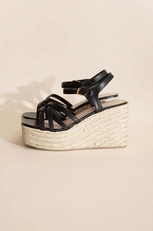 Black WEBSTER-3 Wedge Sandal Platform Heels Sandals