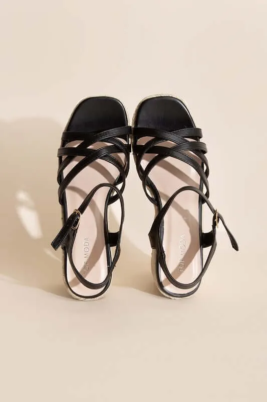 Black WEBSTER-3 Wedge Sandal Platform Heels Sandals