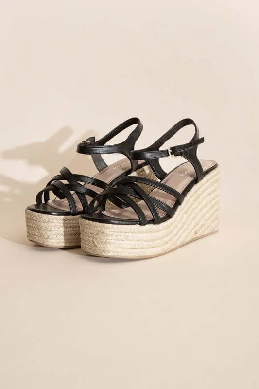 Black WEBSTER-3 Wedge Sandal Platform Heels Sandals