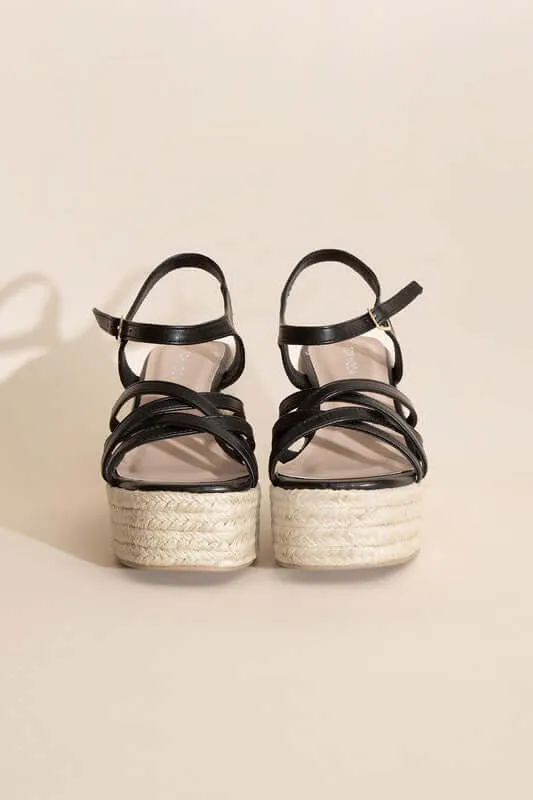 Black WEBSTER-3 Wedge Sandal Platform Heels Sandals