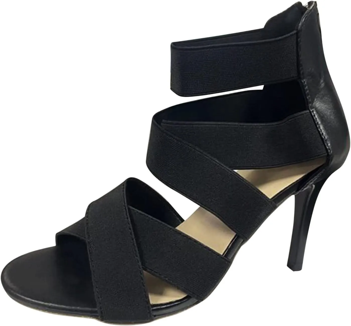 Black Zipper Shoes Women Super High Stiletto Sandals Ladies Thin High Heel Shoes Jelly Platform Sandals for Women
