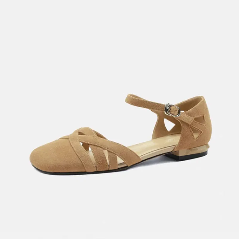 Block Heel Leather Gladiator Sandals in Green/Apricot