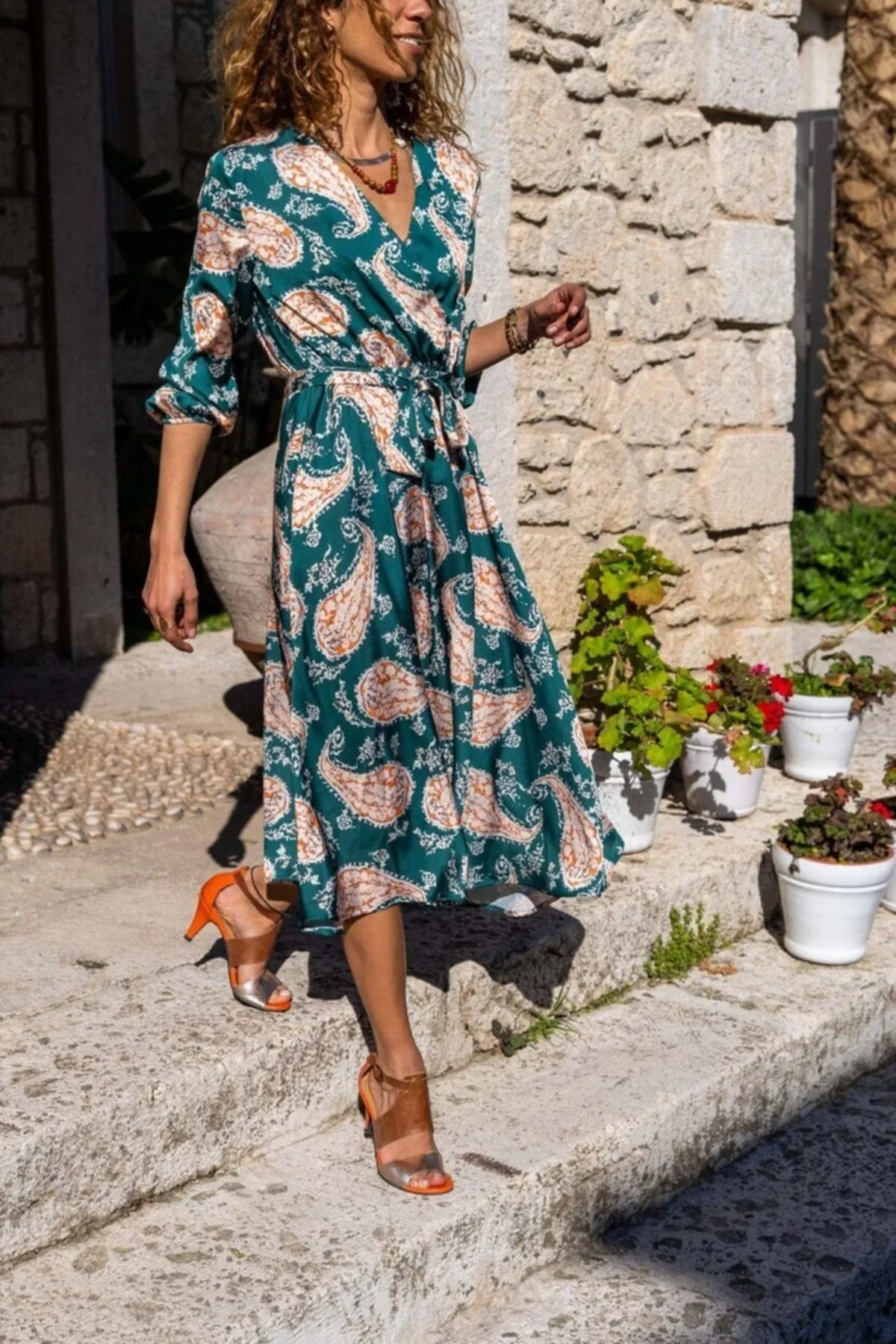 Blue Boho Dress,Maxi Dress,Flower Printed Long Sleeve Dress-Boho Wear Womens Dress-Attractive Casual Dress,Summer Dress,Safari Dress