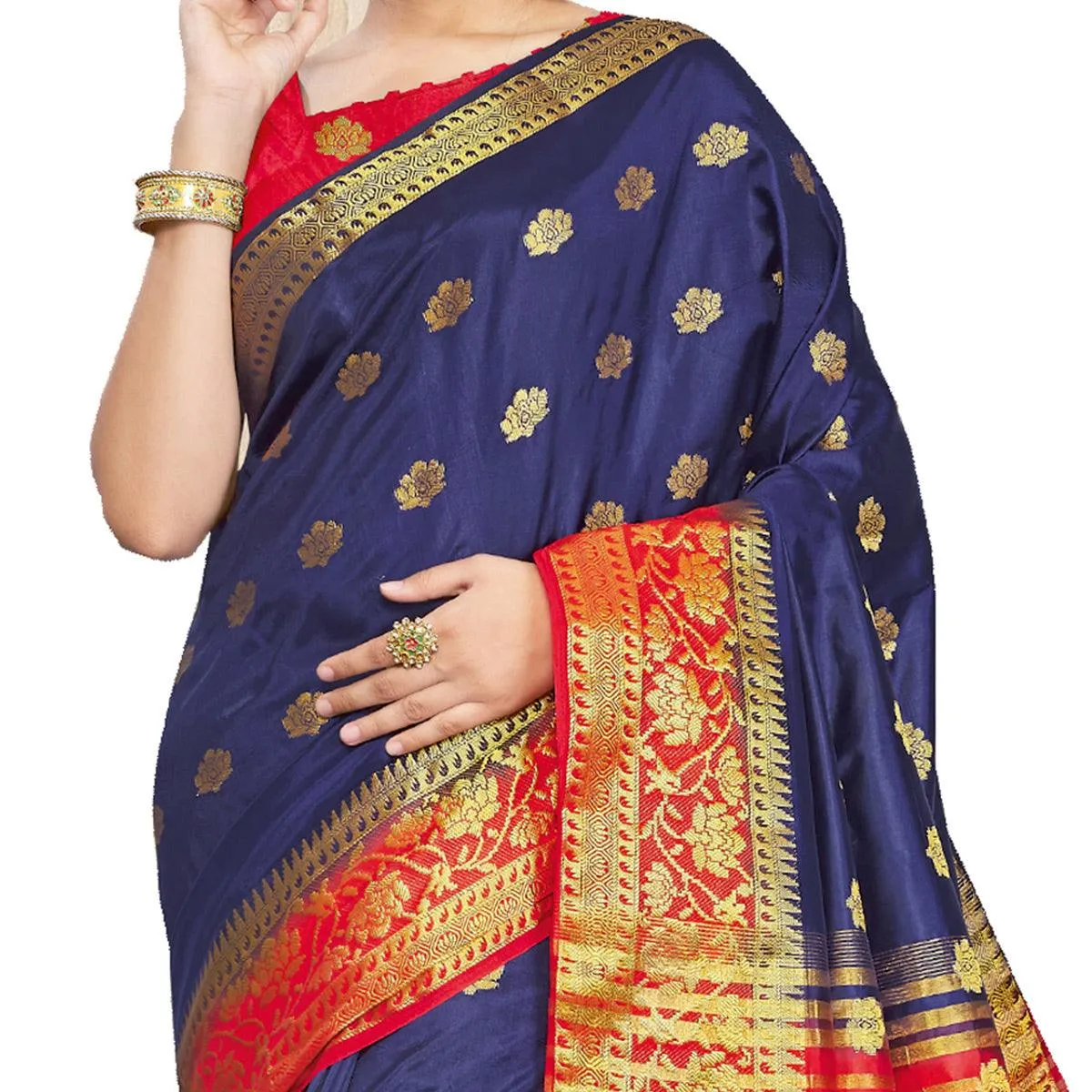 Blue Festive Wear Woven Silk Saree