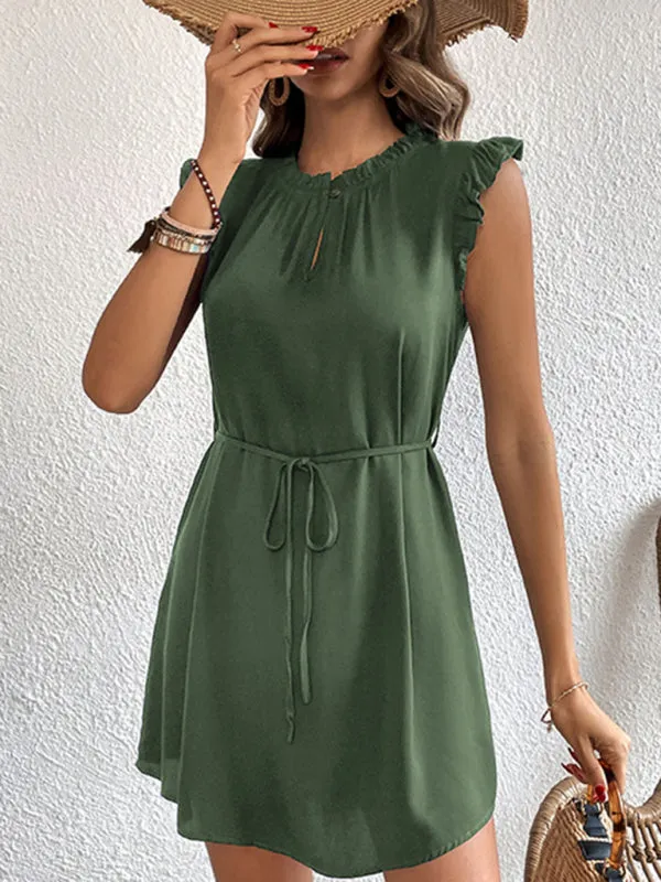 Blue Zone Planet |  Ava's Feifei Sleeve Solid Color Mini Dress