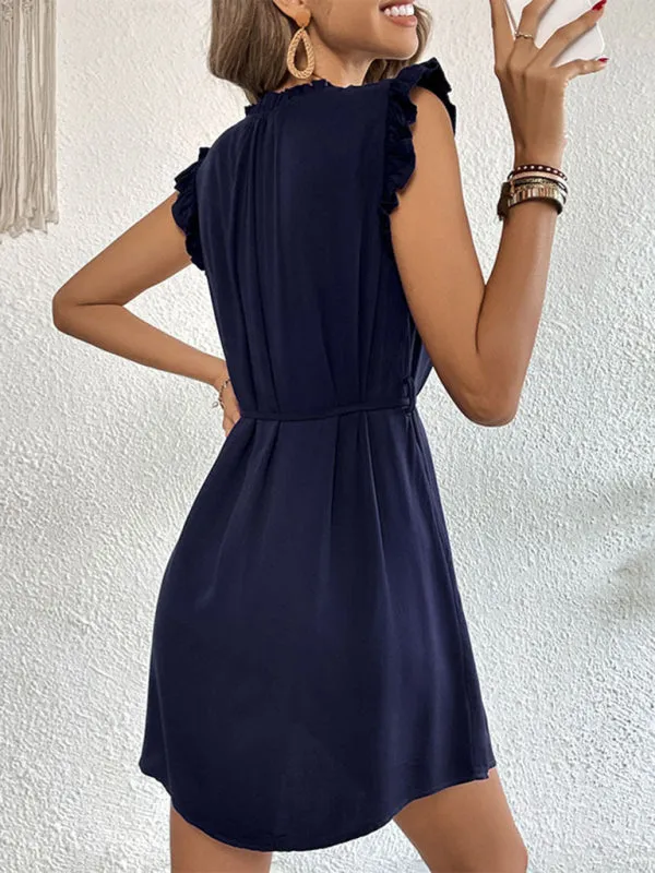 Blue Zone Planet |  Ava's Feifei Sleeve Solid Color Mini Dress