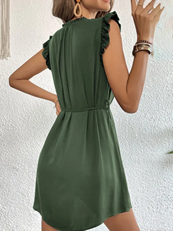 Blue Zone Planet |  Ava's Feifei Sleeve Solid Color Mini Dress