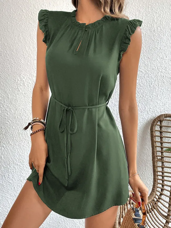 Blue Zone Planet |  Ava's Feifei Sleeve Solid Color Mini Dress