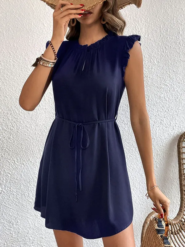 Blue Zone Planet |  Ava's Feifei Sleeve Solid Color Mini Dress