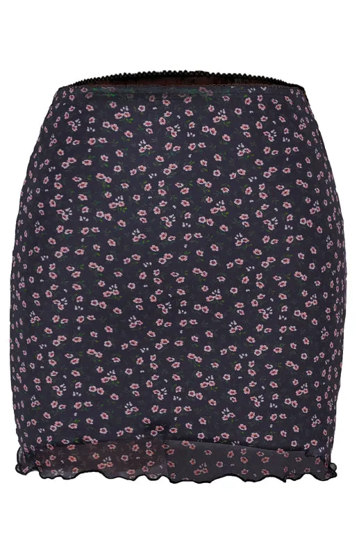 Blue Zone Planet |  Ava's Printed Mesh High-Waist Double-Layer Slim-Fit Mini Skirt