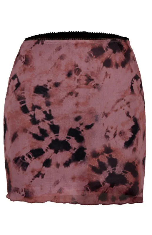 Blue Zone Planet |  Ava's Printed Mesh High-Waist Double-Layer Slim-Fit Mini Skirt