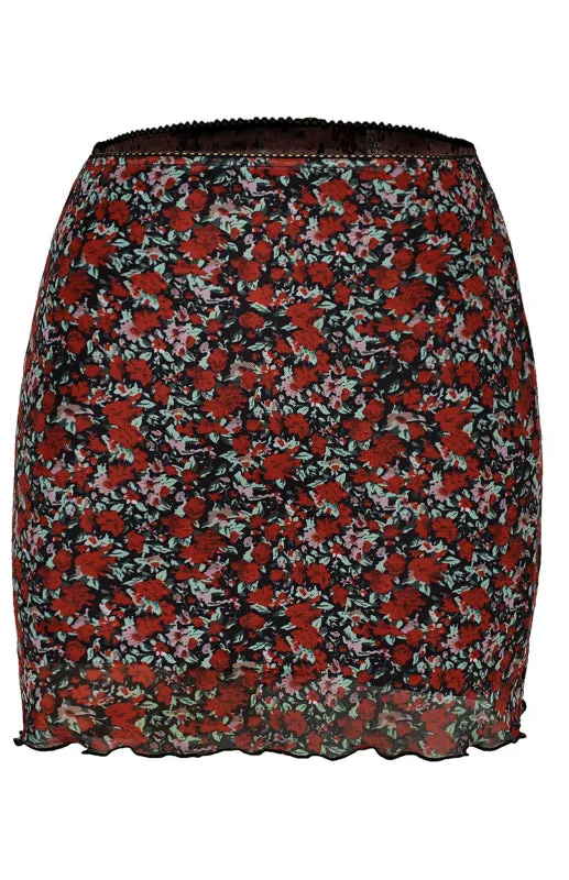 Blue Zone Planet |  Ava's Printed Mesh High-Waist Double-Layer Slim-Fit Mini Skirt